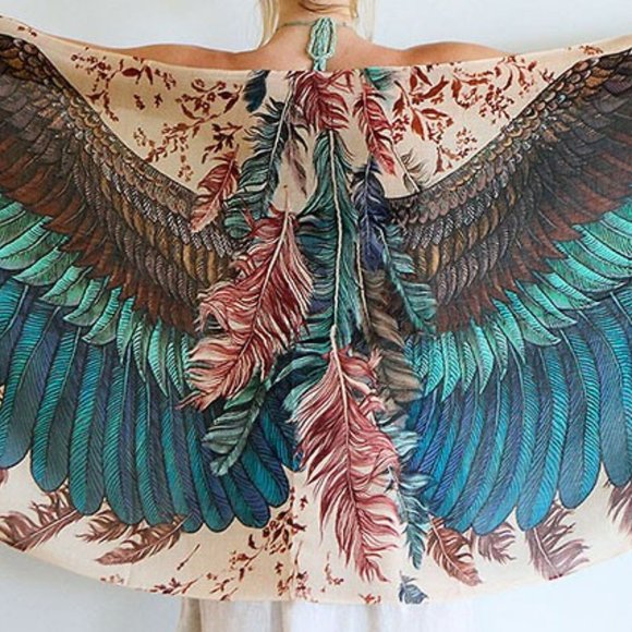 Shorava Accessories - SHORAVA Silk Cashmere Wing Feather Shawl SCARF